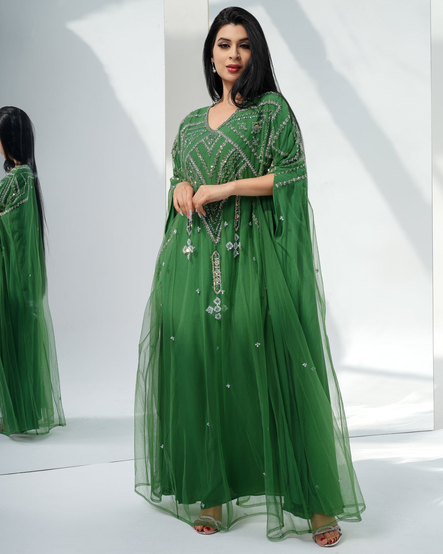 electric green Louise kaftan